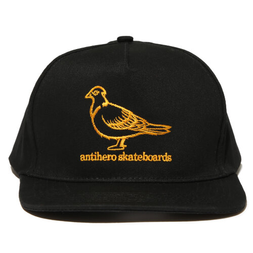 Пятипанельная кепка ANTI-HERO Adj Basic pigeon Snapback Black/Org 2020, фото 3