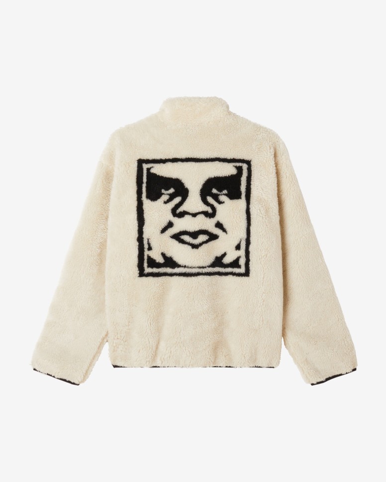 Куртка OBEY Icon Face Sherpa Jacket FW25 Unbleached фото 2