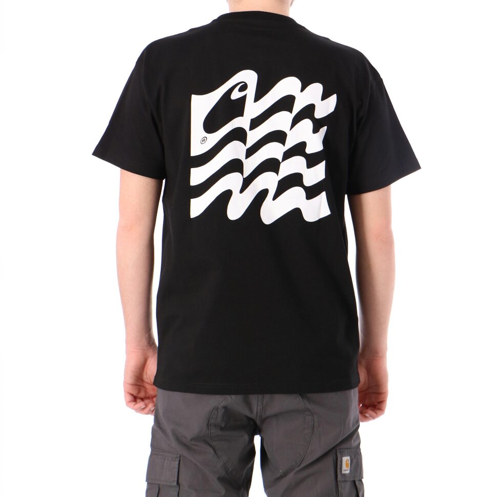 фото Футболка carhartt wip s/s wavy state t-shirt black / white 2021