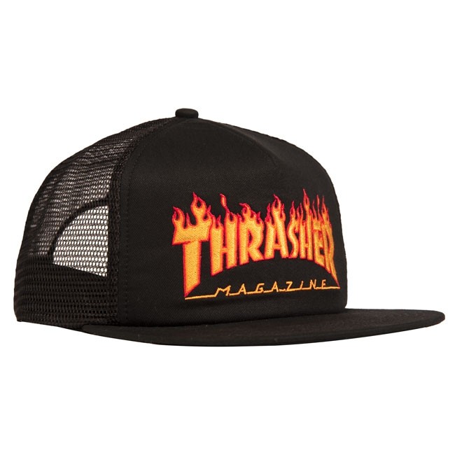 Кепка THRASHER Flame Logo Emb Mesh Cap Black 2023 2000000679174 - фото 1